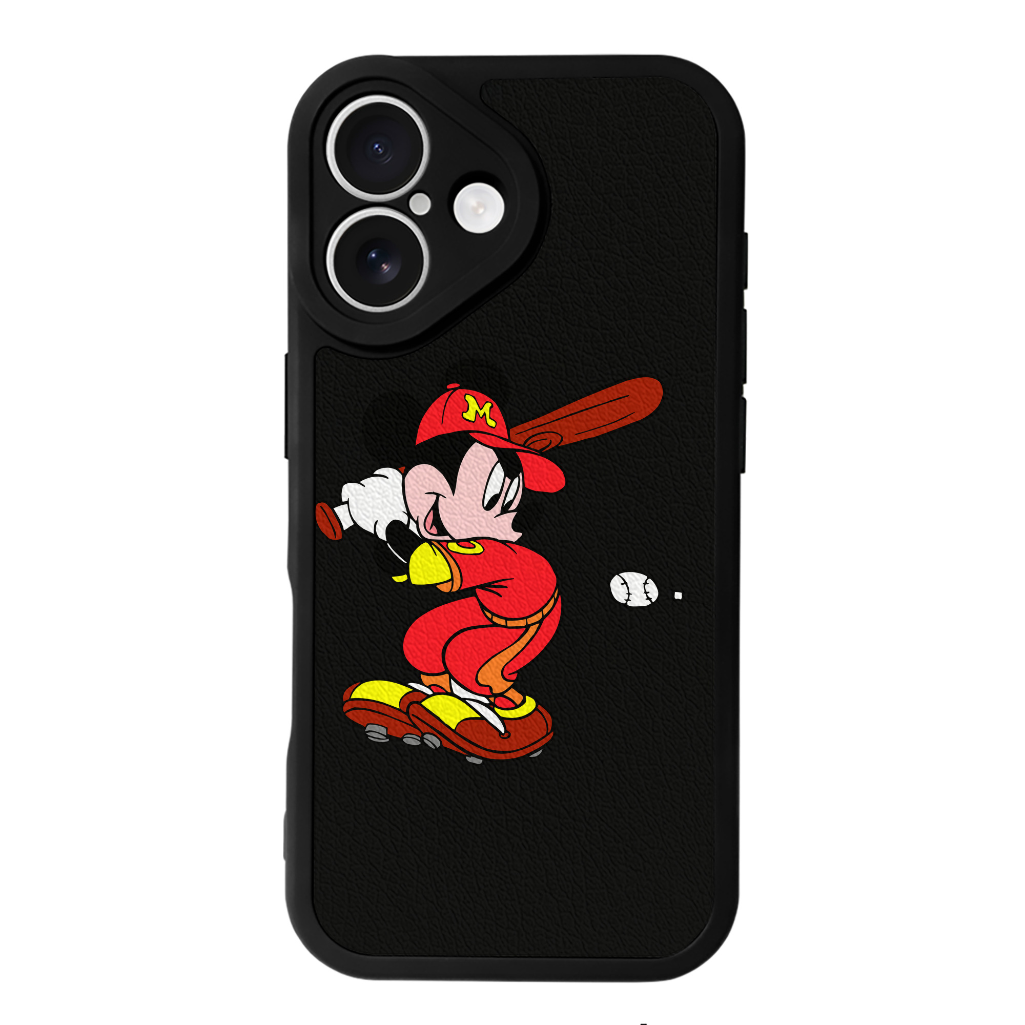 （画像用） ミッキーマウス Mickey Mouse 【iPhone 16シリーズ対応】シリコンスマホケース（レザー調） 材質：シリコン